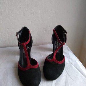 Versace 1969 Suede T-Strap D'Orsay Pumps